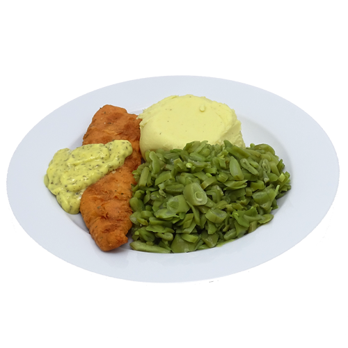 Lekkerbekje met remouladesaus, snijbonen en aardappelpuree